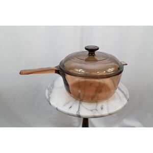 Visions Corning Ware Amber Glass 2.5L Saucepan Pot with Lid Double Handle simmer